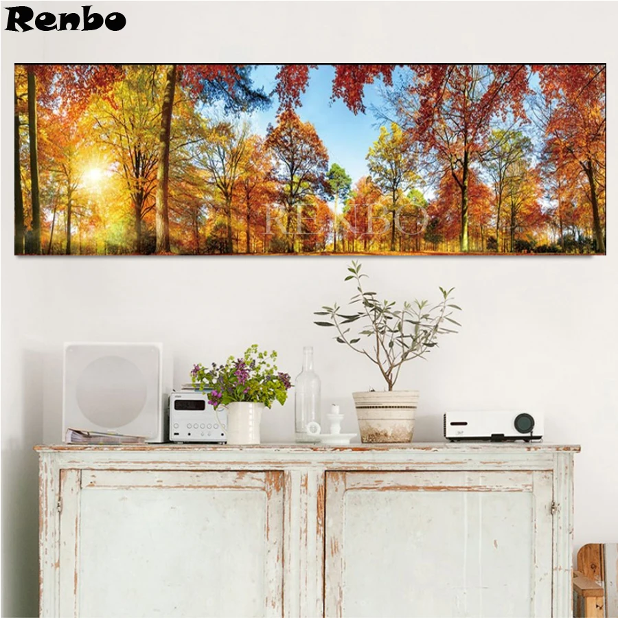 Фото Full 5D DIY Diamond Painting Natural landscape Embroidery Autumn forest Mosaic Picture Pastes Needlework Decor B352 | Дом и сад