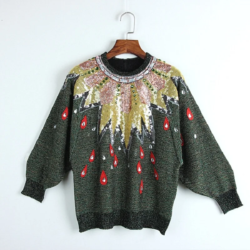 High Quality Chic Sequins Diamond Black Sweaters Pullovers Women 2018 Autumn Winter Christmas Runway Designer Jumpers Clothes
High Quality Chic Sequins Diamond Black Sweaters Pullovers Women 2018 Autumn Winter Christmas Runway Designer Jumpers Clothes