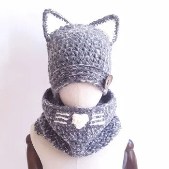 Winter Child Cartoon Cat Knitted Hat Scarf Set Baby Girls Warm Hats Children Kids Cute Thickened Cap 2-8Y
Winter Child Cartoon Cat Knitted Hat Scarf Set Baby Girls Warm Hats Children Kids Cute Thickened Cap 2-8Y