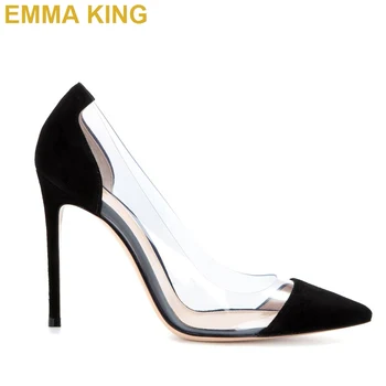 Fashion Black Leather Clear PVC Patchwork Women High Heels Pointy Toe Stiletto Heels Sexy Ladies Pumps Shallow Shoes Plus Size
Fashion Black Leather Clear PVC Patchwork Women High Heels Pointy Toe Stiletto Heels Sexy Ladies Pumps Shallow Shoes Plus Size