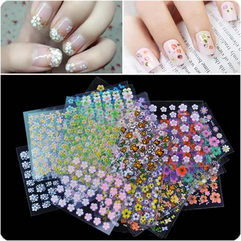 

50% shipping fee 100 packs 30 Sheet/pack 3D Mix Color Floral Design Nail Art Stickers Decals Manicure Beautiful Decoration