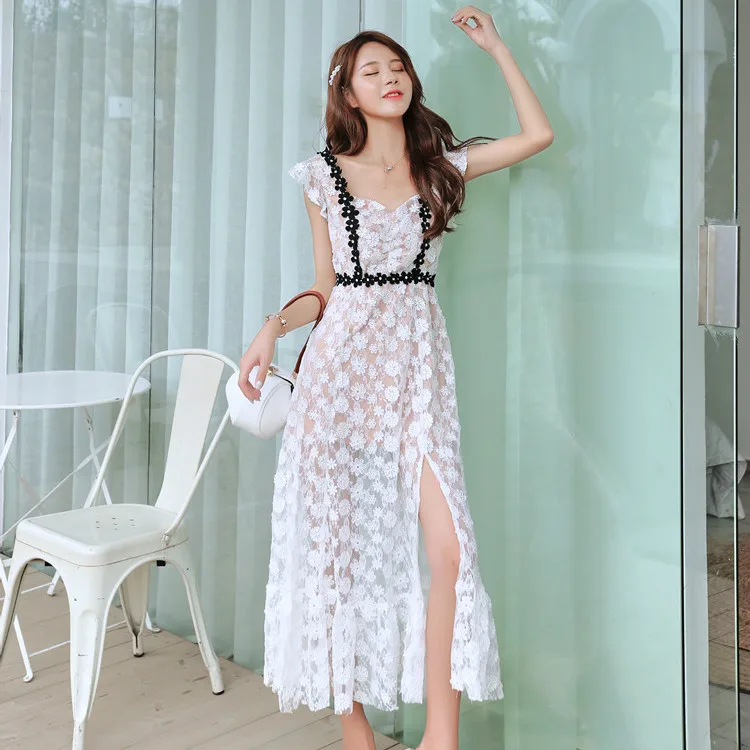 2019 Women Dress New Fashion Summer Elegant Slim Formal Party Beach Runway Sexy Backless Lace Midi Long White Slit Dresses
2019 Women Dress New Fashion Summer Elegant Slim Formal Party Beach Runway Sexy Backless Lace Midi Long White Slit Dresses