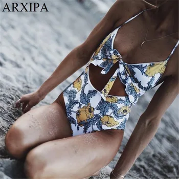 ARXIPA Sexy One Piece Swimsuit Ruffle Swimwear for Women Knot Bow Bathing Suit Halter Brazilian Cut Out Floral Print 2019 New
ARXIPA Sexy One Piece Swimsuit Ruffle Swimwear for Women Knot Bow Bathing Suit Halter Brazilian Cut Out Floral Print 2019 New