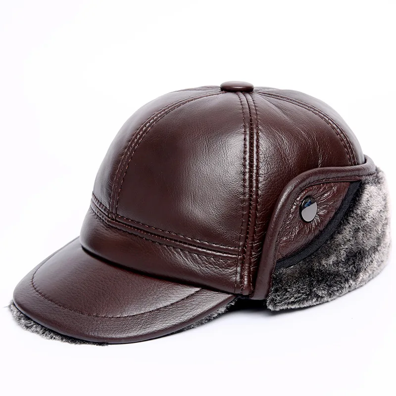 2018 Brown Black Genuine Leather Furry Visor Hat For Men Earflaps Casquette Cap Big size 60CM Senior Men Cowskin Winter Warm Hat
2018 Brown Black Genuine Leather Furry Visor Hat For Men Earflaps Casquette Cap Big size 60CM Senior Men Cowskin Winter Warm Hat
