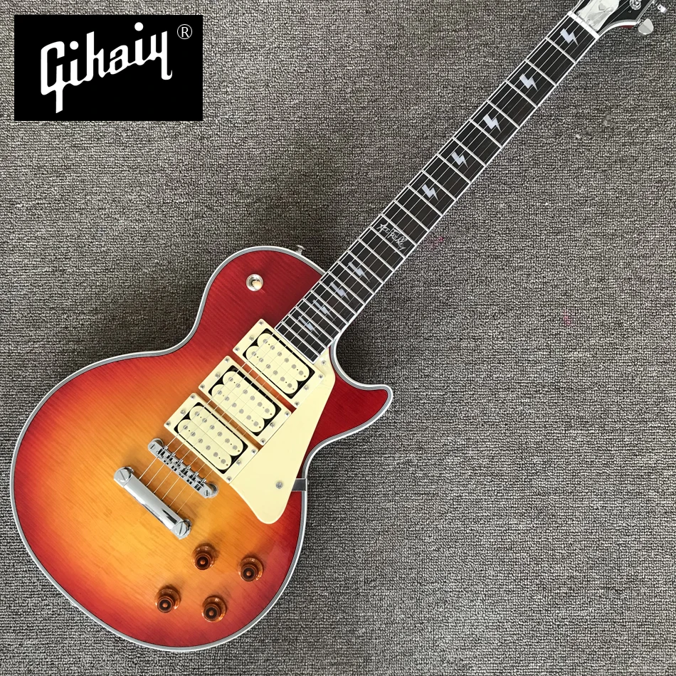 NEW High quality hand-made electric guitar, cherry burst Flame Maple Top electric guitar with 3 pickups, free shipping
NEW High quality hand-made electric guitar, cherry burst Flame Maple Top electric guitar with 3 pickups, free shipping