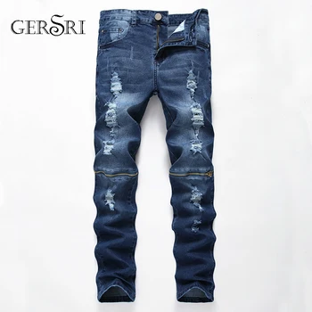 Gersri Fashion Designer Jeans Men Straight Dark Blue Color Printed Hole Mens Jeans Ripped Jeans High Quality 100% Cotton
Gersri Fashion Designer Jeans Men Straight Dark Blue Color Printed Hole Mens Jeans Ripped Jeans High Quality 100% Cotton