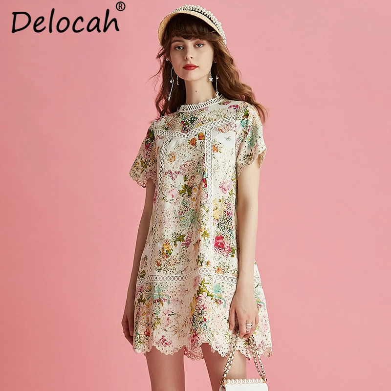 Delocah Women Summer Dress Runway Fashion Short Sleeve Hollow Out Floral Printed Elegant Vintage Vacation Loose Mini Dresses
Delocah Women Summer Dress Runway Fashion Short Sleeve Hollow Out Floral Printed Elegant Vintage Vacation Loose Mini Dresses