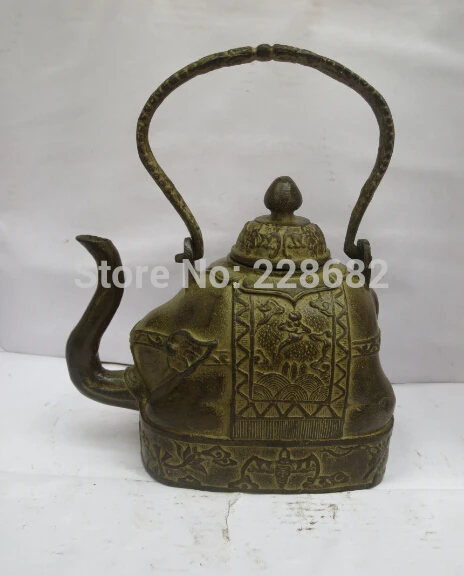 Collectible Chinese old bronze carved Elephant teapot /flagon Chinese pot fast Shipping
Collectible Chinese old bronze carved Elephant teapot /flagon Chinese pot fast Shipping