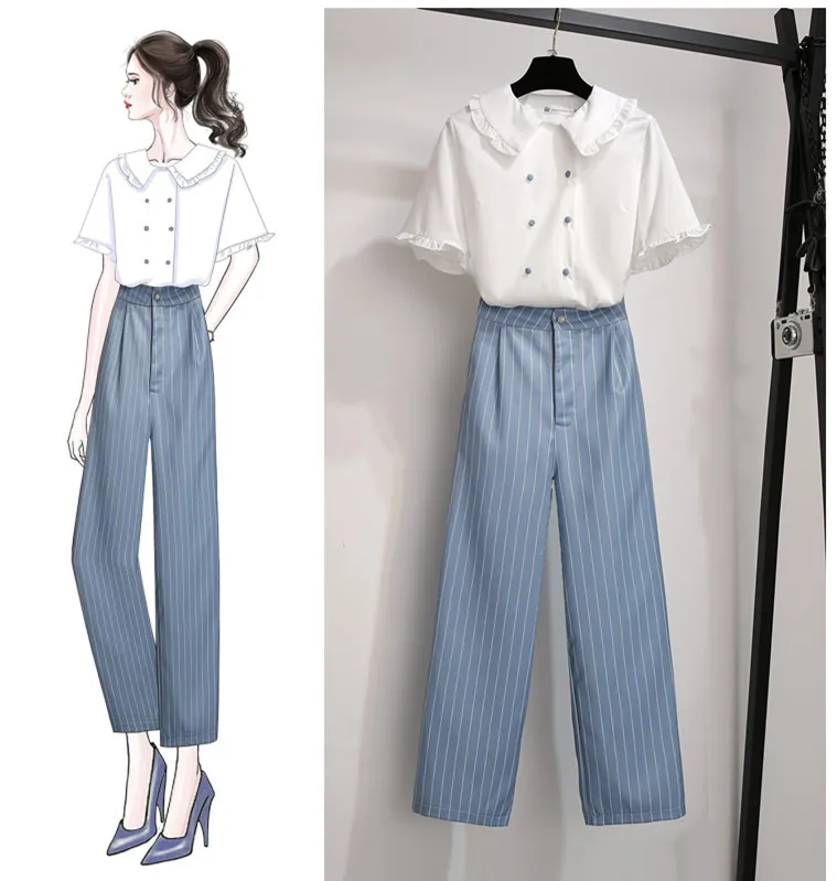 Fashion Suit 2019 Summer Women's High Waist Wide Leg Pants Two Sets of Temperament Small Fragrance Fashion Set
Fashion Suit 2019 Summer Women's High Waist Wide Leg Pants Two Sets of Temperament Small Fragrance Fashion Set