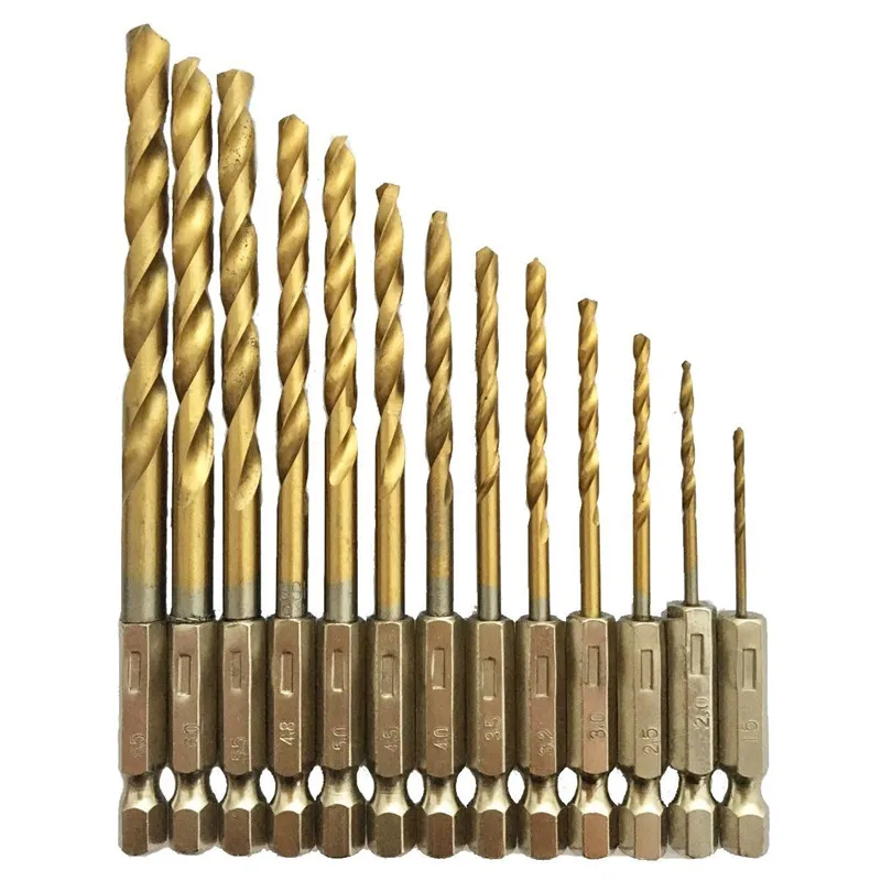 Professional Tool 13pcs High Speed Steel Titanium Drill Bit Set Quick Change 1/4-inch Hex Shank Regular Drilling Tools
Professional Tool 13pcs High Speed Steel Titanium Drill Bit Set Quick Change 1/4-inch Hex Shank Regular Drilling Tools