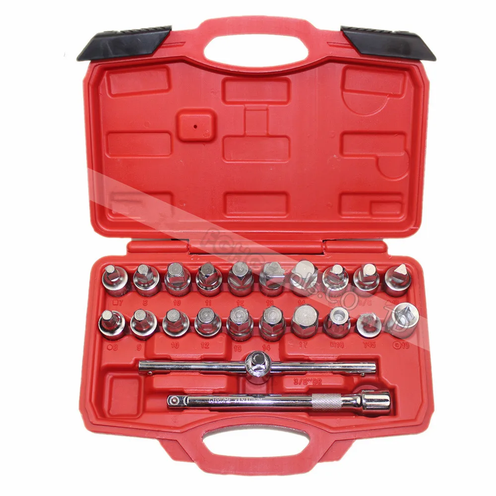 22PCS Oil Drain Plug Removal Tool Key Set Square Hexagon Socket Kit Nut Adaptor Tool With Extension Bar free shipping
22PCS Oil Drain Plug Removal Tool Key Set Square Hexagon Socket Kit Nut Adaptor Tool With Extension Bar free shipping