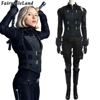 

Avengers Infinity War Black Widow Costume Carnival Halloween Superhero Jumpsuit Cosplay Natasha Romanoff Outfit Party Boots