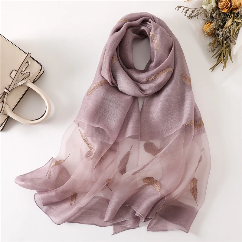 New silk wool scarf women fashion feather embroidery shawl wrap elegant lady Sunscreen pashmina winter neck scarves hijab femme
New silk wool scarf women fashion feather embroidery shawl wrap elegant lady Sunscreen pashmina winter neck scarves hijab femme