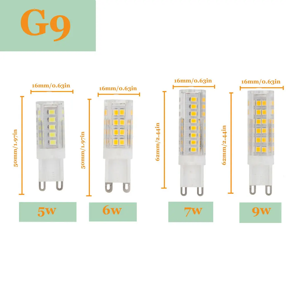 

G9 LED Bulb 2835 SMD 5W 6W 7W 9W 51LEDs 75LEDs 220V 230V 240V Corn Lamp LED Spotlight Replace 30w 60w Halogen Chandelier Light