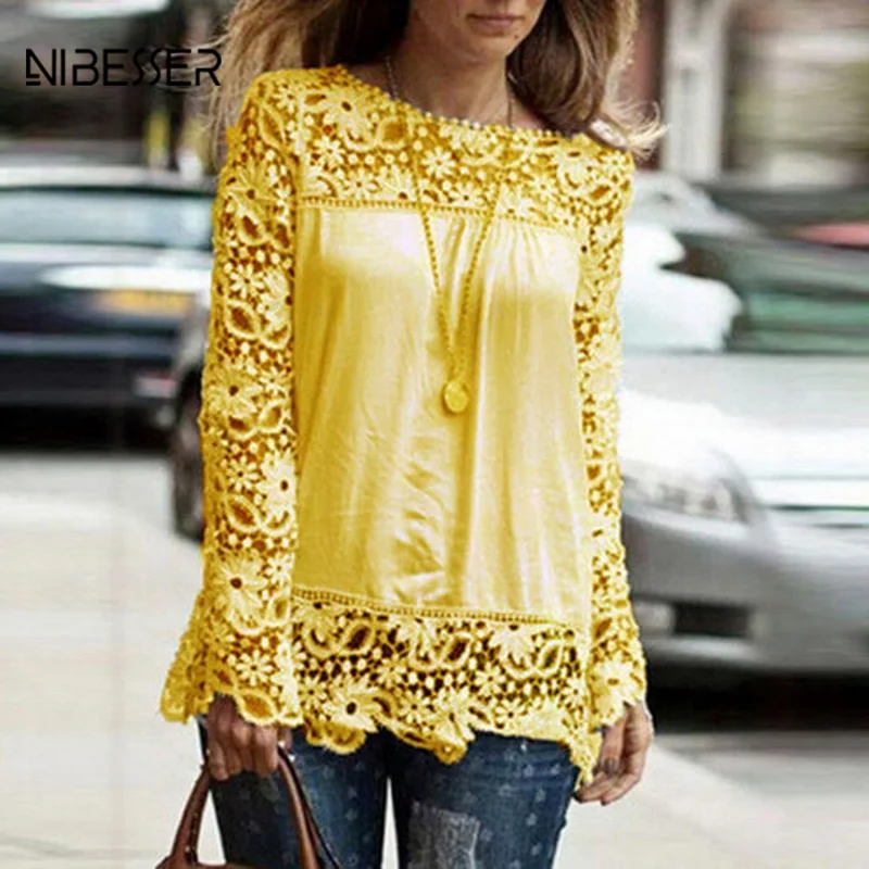 NIBESSER 2019 Fashion Chiffon Hollow Out Female Blusas Summer Long Sleeve Women Lace Patchwork Female Blusas Shirts Plus Size
NIBESSER 2019 Fashion Chiffon Hollow Out Female Blusas Summer Long Sleeve Women Lace Patchwork Female Blusas Shirts Plus Size
