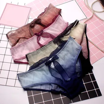 Women Mesh Comfortable Underwear Female Breathable Panties Seamless Lace Panties Transparent Gradient Underpants Bow Briefs
Women Mesh Comfortable Underwear Female Breathable Panties Seamless Lace Panties Transparent Gradient Underpants Bow Briefs