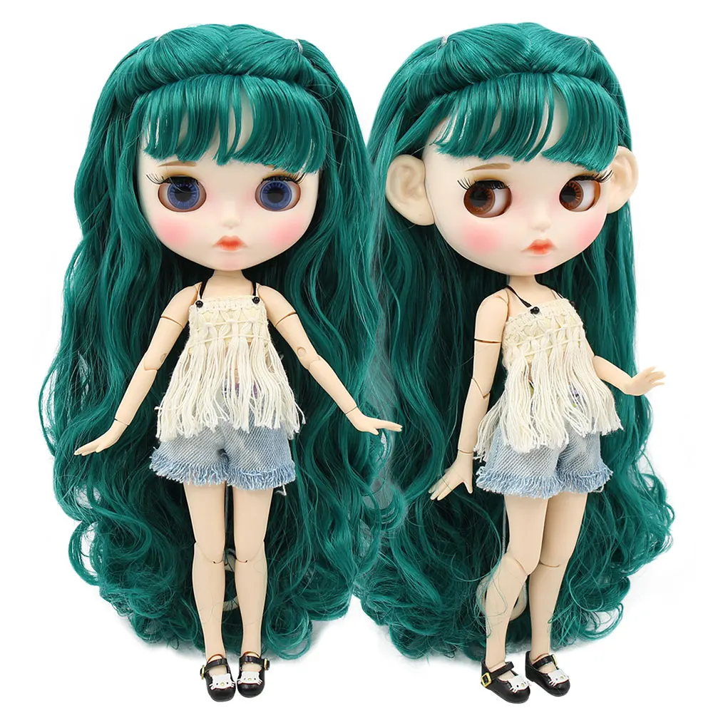 

ICY DBS Blyth doll 1/6 bjd white skin joint body green hair with braid matte face Carved lips 30cm anime toy girls gift
