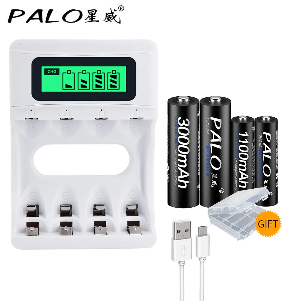 PALO Smart USB Battery Charger for Ni-MH Ni-CD AA AAA Rechargeable Battery With 2Pcs AA+2pcs AAA Rechargeable Batteries
PALO Smart USB Battery Charger for Ni-MH Ni-CD AA AAA Rechargeable Battery With 2Pcs AA+2pcs AAA Rechargeable Batteries