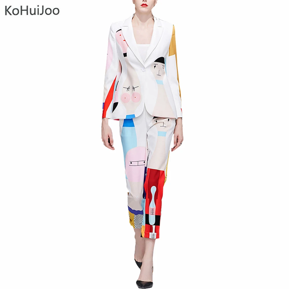 KoHuiJoo Runyway Pants Suit Women Fashion Patchwork Cartoon Print High Street Long Sleeve Blazer and Pants Set 2 Pieces
KoHuiJoo Runyway Pants Suit Women Fashion Patchwork Cartoon Print High Street Long Sleeve Blazer and Pants Set 2 Pieces