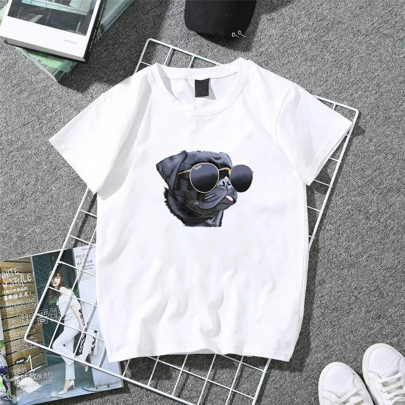 Classic T Shirt Women Pug Wearing Sun Glasses Dog T-Shirt Lady 100% Cotton Summer Casual Tops Girl Hipster White T-shirts
Classic T Shirt Women Pug Wearing Sun Glasses Dog T-Shirt Lady 100% Cotton Summer Casual Tops Girl Hipster White T-shirts