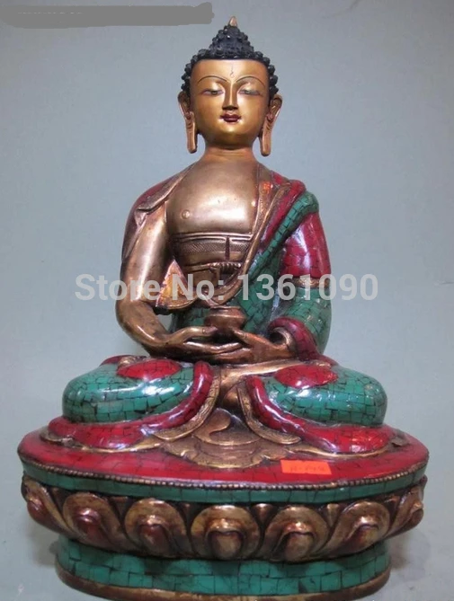 xd 001329 Tibet Bronze Gild turquoise Red coral Sakyamuni Amitabha Buddha Statue
xd 001329 Tibet Bronze Gild turquoise Red coral Sakyamuni Amitabha Buddha Statue