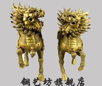 11" China Fengshui Door Guardian Beast Dragon Kylin Protect Family Bronze Statue
11" China Fengshui Door Guardian Beast Dragon Kylin Protect Family Bronze Statue