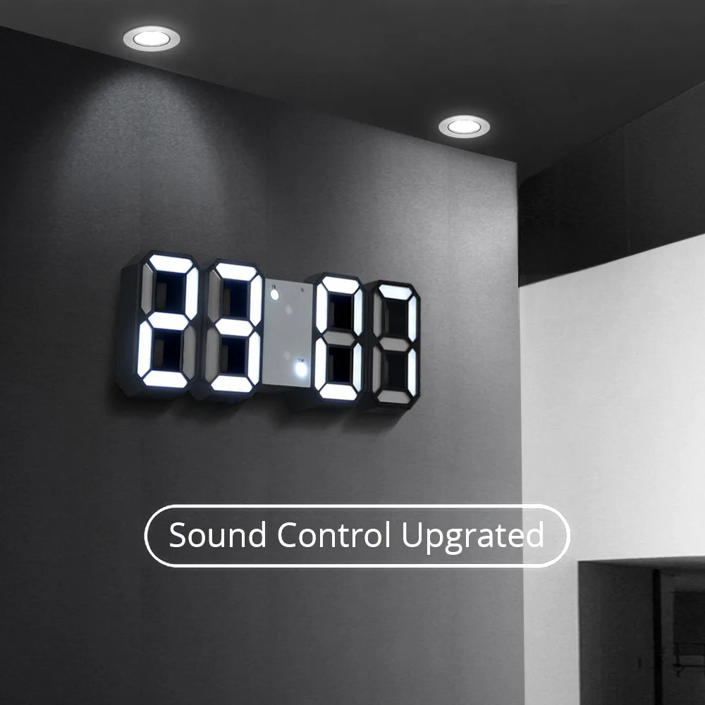 3D светодиодный настенные часы Современный цифровой контроль звука Настольный