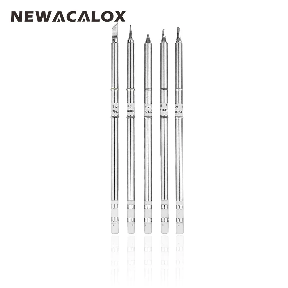 NEWACALOX 5 шт. T12 жало паяльника комплект K/T12 B/T12 D24/T12 BC2/T12 ILS сварочные наконечники для
