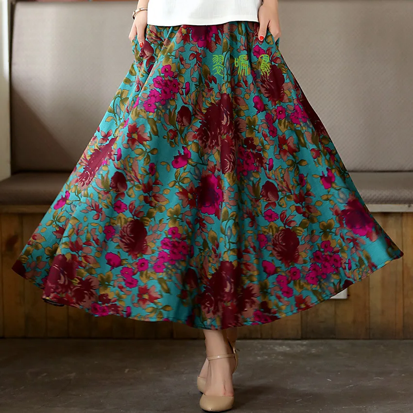 Long Flowing Thick Cotton Multicolor Print Skirts Bohemia Style Ethnic Print Linen Red Skirt
Long Flowing Thick Cotton Multicolor Print Skirts Bohemia Style Ethnic Print Linen Red Skirt