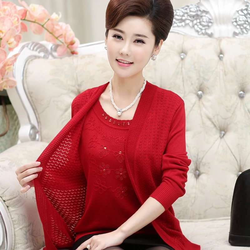2017 Spring Autumn New Middle-Aged Women Pullover Sweater Fake Two-Piece Sweaters Fashion Diamond Sweater Women X335
2017 Spring Autumn New Middle-Aged Women Pullover Sweater Fake Two-Piece Sweaters Fashion Diamond Sweater Women X335
