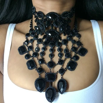 

Dvacaman Brand 2017 Hot Sale Black Big Chokers For Women Boho Party Maxi Statement Necklace Collar Jewelry Gift Femme Bijoux L80