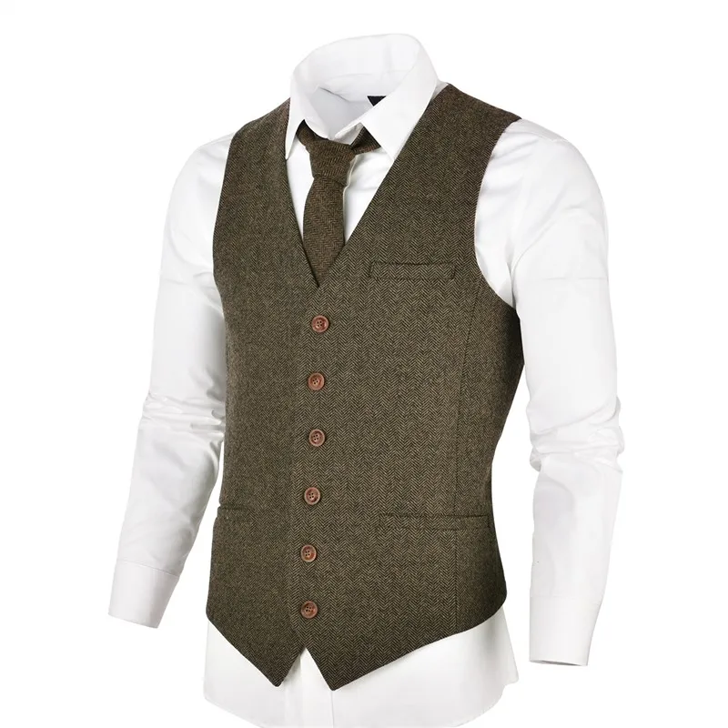 VOBOOM Wool Tweed Mens Waistcoat Single-breasted Herringbone Slim Fitted Suit Vests 007
VOBOOM Wool Tweed Mens Waistcoat Single-breasted Herringbone Slim Fitted Suit Vests 007