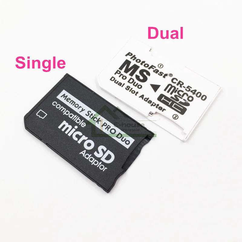 New Micro SD SDHC TF to MS Memory Stick Pro Duo Reader for PSP Adapter Converter Single and Dual Slot
New Micro SD SDHC TF to MS Memory Stick Pro Duo Reader for PSP Adapter Converter Single and Dual Slot
