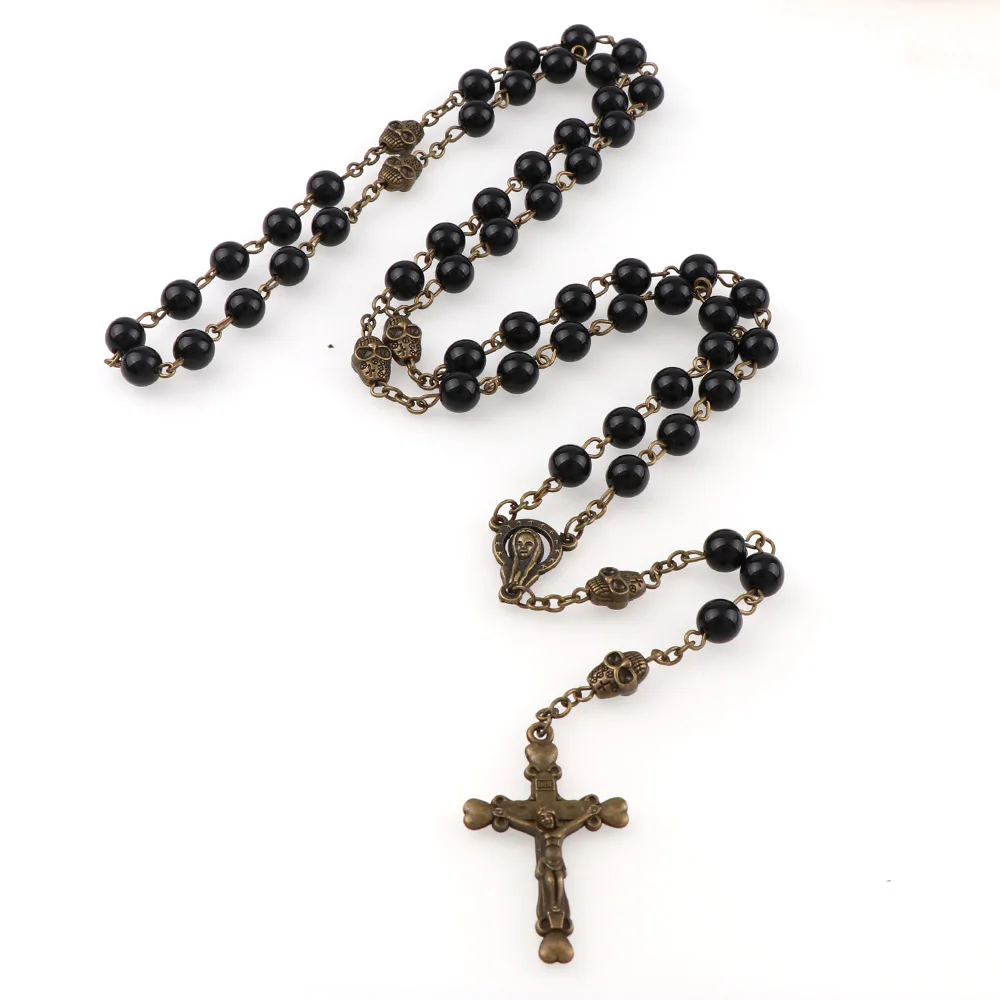 ABS Black Pearl Rosary Pendant Skull Necklace Alloy Cross Jesus Cross Pendant Religious Necklaces Fashion Religious Jewelry
ABS Black Pearl Rosary Pendant Skull Necklace Alloy Cross Jesus Cross Pendant Religious Necklaces Fashion Religious Jewelry