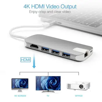 USB C Hub 8 in 1 USB Type C Adapter Dongle With HDMI Port,Gigabit Ethernet Port,Type-C Pass Through,3 USB 3.0 Ports
USB C Hub 8 in 1 USB Type C Adapter Dongle With HDMI Port,Gigabit Ethernet Port,Type-C Pass Through,3 USB 3.0 Ports