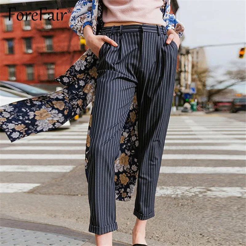 Forefair 2018 New Striped Casual Harem Pants Women Trousers Navy Blue Zipper Fly Elastic High Waist Pants Bottom
Forefair 2018 New Striped Casual Harem Pants Women Trousers Navy Blue Zipper Fly Elastic High Waist Pants Bottom