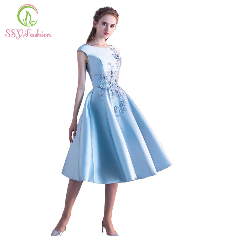 SSYFashion New Simple Satin Appliques Sleeveelss Short Evening Dress Custom The Bride Banquet Elegant Party Formal Gowns
SSYFashion New Simple Satin Appliques Sleeveelss Short Evening Dress Custom The Bride Banquet Elegant Party Formal Gowns