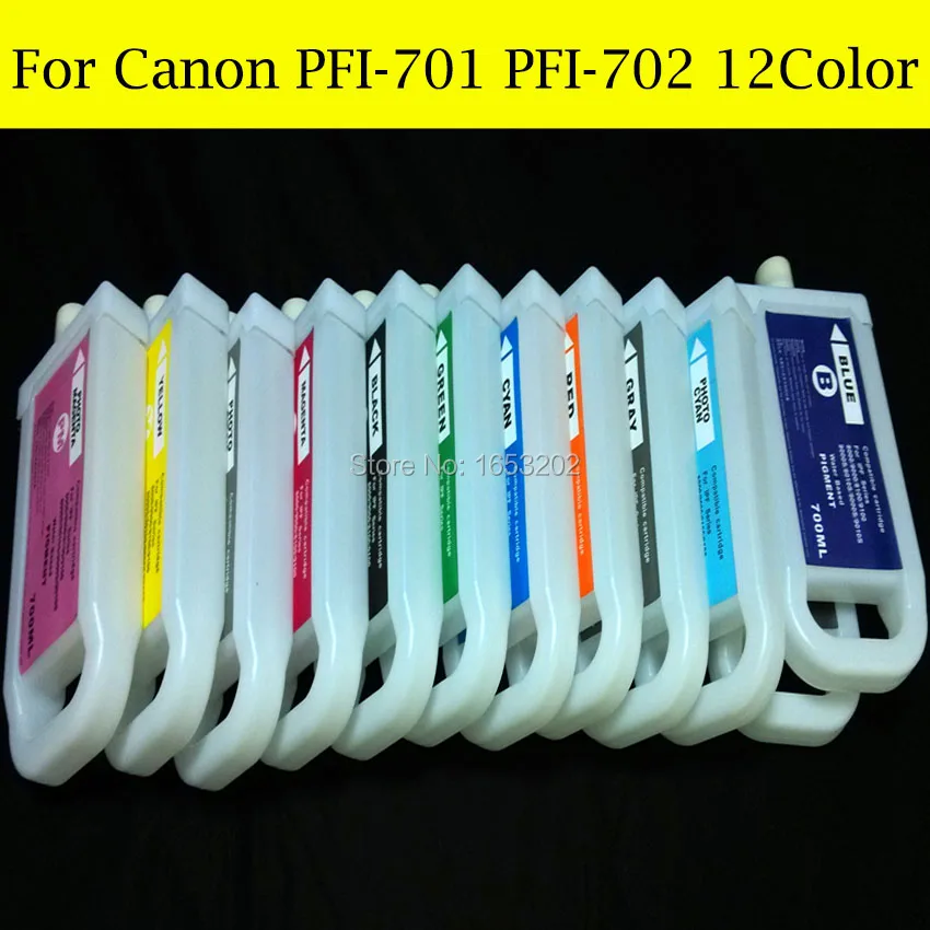 12 Pieces/Lot PFI-701 PFI-702 Refill Ink Cartridge For Canon With For iPF8100 iPF9100 iPF8110 iPF9110 Printer With Chip
12 Pieces/Lot PFI-701 PFI-702 Refill Ink Cartridge For Canon With For iPF8100 iPF9100 iPF8110 iPF9110 Printer With Chip