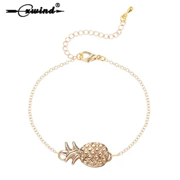 

Cxwind Brushed Fashion Charming Fruit Pineapple Bangle Bracelet With Expandable Chain Retail Sale fit Men Link Cuff Jewelry