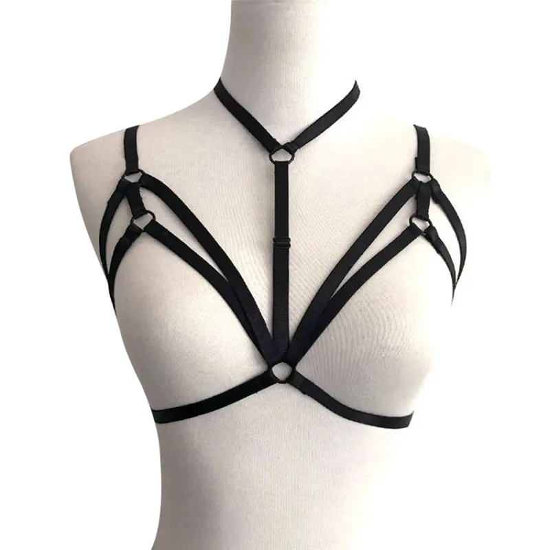 Women Black Body Harness Sexy Goth Harness Crop Top Bondage Harness Cage Bra Bralette Fetish Wear Open chest Body Belt Suspender
Women Black Body Harness Sexy Goth Harness Crop Top Bondage Harness Cage Bra Bralette Fetish Wear Open chest Body Belt Suspender