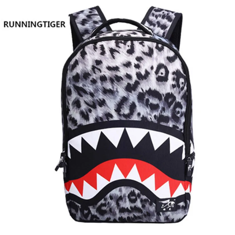 Primary School Bags Cool Leopard Shark Backpack for Students Schoolbag Boys Girls Backpacks Book Bag Kids Best Gift | Багаж и сумки