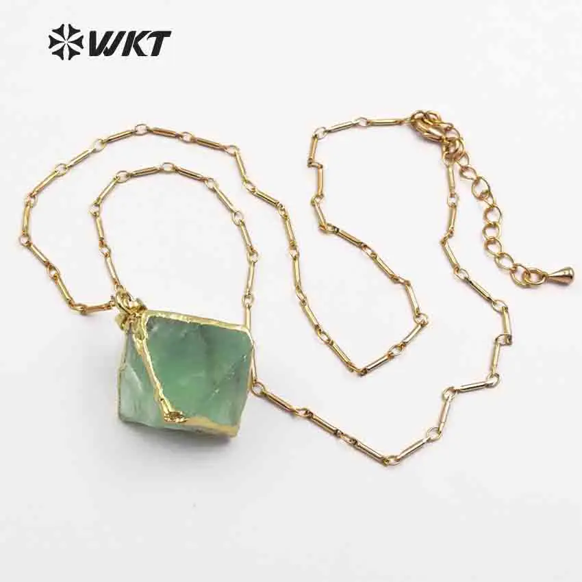 WT-N1142 Natural Rainbow Flourite Necklace Colorful Dice Shape Pendant With Gold Trim Women Fashion Necklace Jewlry
WT-N1142 Natural Rainbow Flourite Necklace Colorful Dice Shape Pendant With Gold Trim Women Fashion Necklace Jewlry
