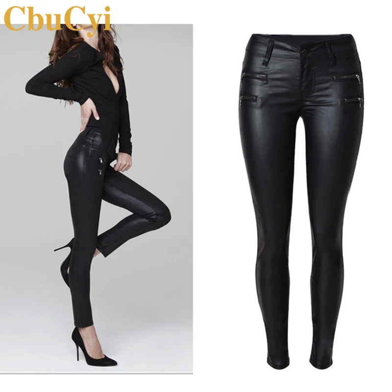 CbuCyi Black Faux PU Leather Pants Women Low Waist Slim Double Zipper Coated Cotton Denim Jeans Female Moto Biker Pencil Pants
CbuCyi Black Faux PU Leather Pants Women Low Waist Slim Double Zipper Coated Cotton Denim Jeans Female Moto Biker Pencil Pants