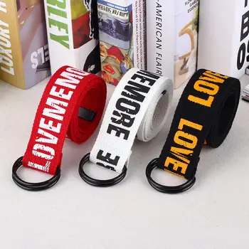 Harajuku Style Black Red Belts LOVEMEMORE Letter Print Fashion Unisex Double D Ring Canvas Strap Long Jeans Belts For Women Men
Harajuku Style Black Red Belts LOVEMEMORE Letter Print Fashion Unisex Double D Ring Canvas Strap Long Jeans Belts For Women Men