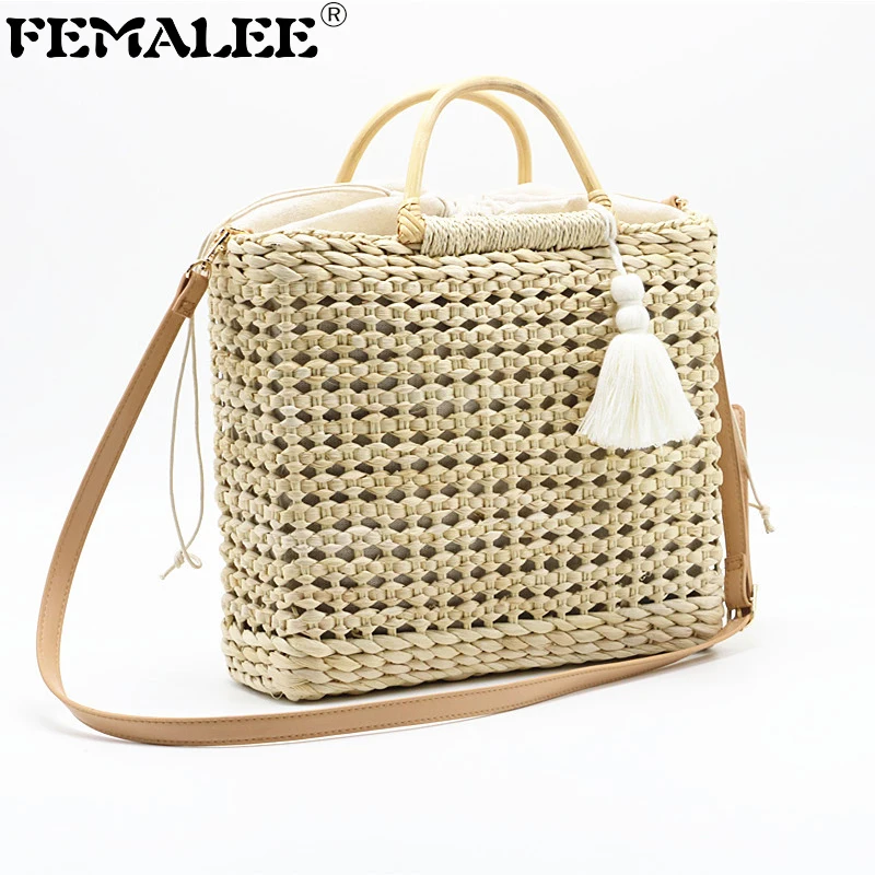 FEMALEE Hollow Woven Straw Bags Wooden Handle Portable Fringed Women Bags Woman Fashion Tassel Crossbody Bags Sac A Main
FEMALEE Hollow Woven Straw Bags Wooden Handle Portable Fringed Women Bags Woman Fashion Tassel Crossbody Bags Sac A Main