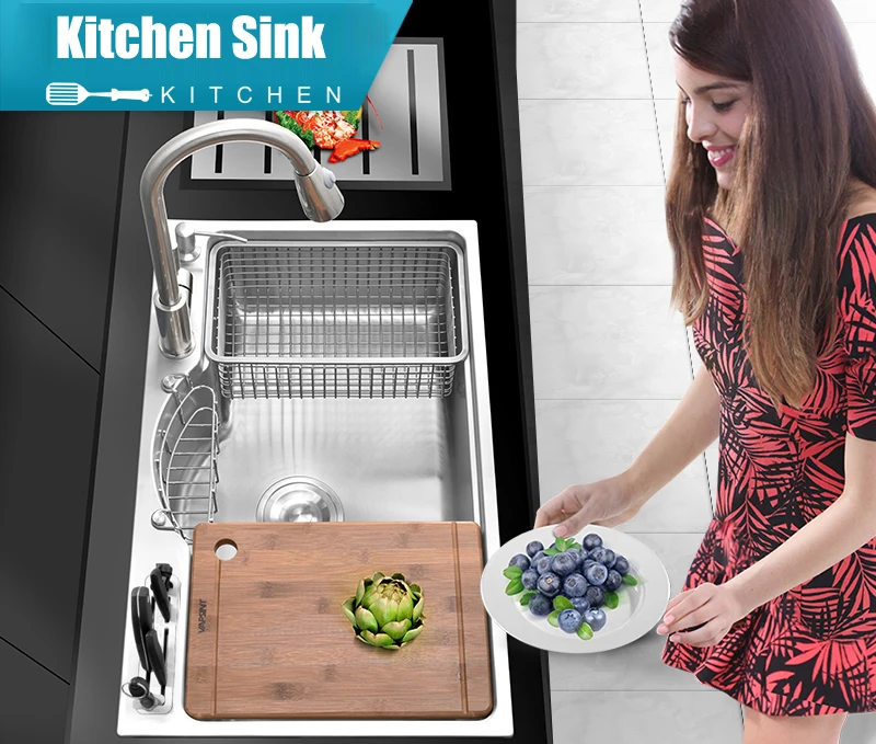Multifunctional Thicken Brushed SUS304 Stainless Steel Kitchen Sink Set with Drainer Pull Out Faucet Block (Knives Not Included)
Multifunctional Thicken Brushed SUS304 Stainless Steel Kitchen Sink Set with Drainer Pull Out Faucet Block (Knives Not Included)