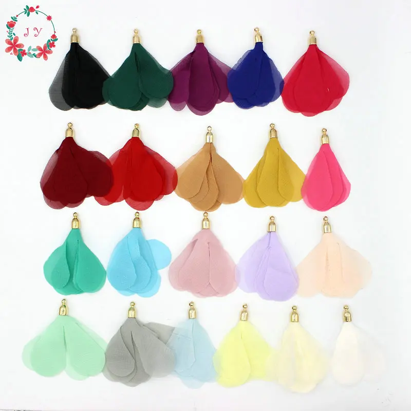 100PCS Mixed Middle Chiffon Flower Tassels 50mm Chiffon Fabric Petal Tassels w/ Gold Plated Metal Cap for DIY Jewelry Making
100PCS Mixed Middle Chiffon Flower Tassels 50mm Chiffon Fabric Petal Tassels w/ Gold Plated Metal Cap for DIY Jewelry Making