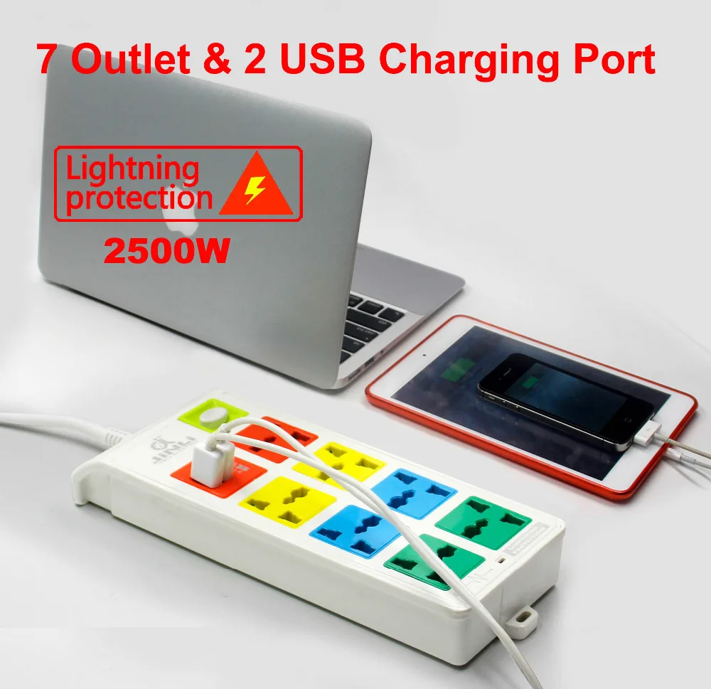 3 м длина 8 способов Универсальный pinboard 2 USB порта зарядного устройства с ЕС