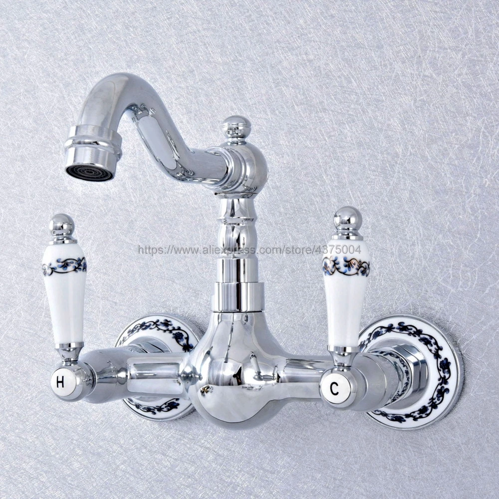 Polished Chrome Double Handle Kitchen Faucet Wall Mounted 360 Degree Rotate Bathroom Kitchen Mixers Hot and Cold Tap Nsf551
Polished Chrome Double Handle Kitchen Faucet Wall Mounted 360 Degree Rotate Bathroom Kitchen Mixers Hot and Cold Tap Nsf551