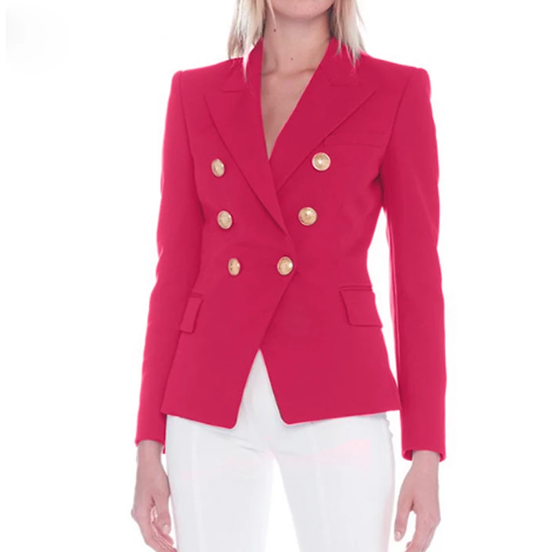 TOP QUALITY New 2019 Designer Blazer Jacket Women's Metal Lion Buttons Double Breasted Blazer Outer Coat Size S-XXL Rose Red
TOP QUALITY New 2019 Designer Blazer Jacket Women's Metal Lion Buttons Double Breasted Blazer Outer Coat Size S-XXL Rose Red